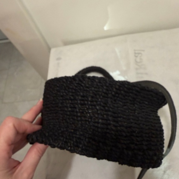 Clare V Black Straw Woven Petit Moyen Alice bag - Picture 8 of 11